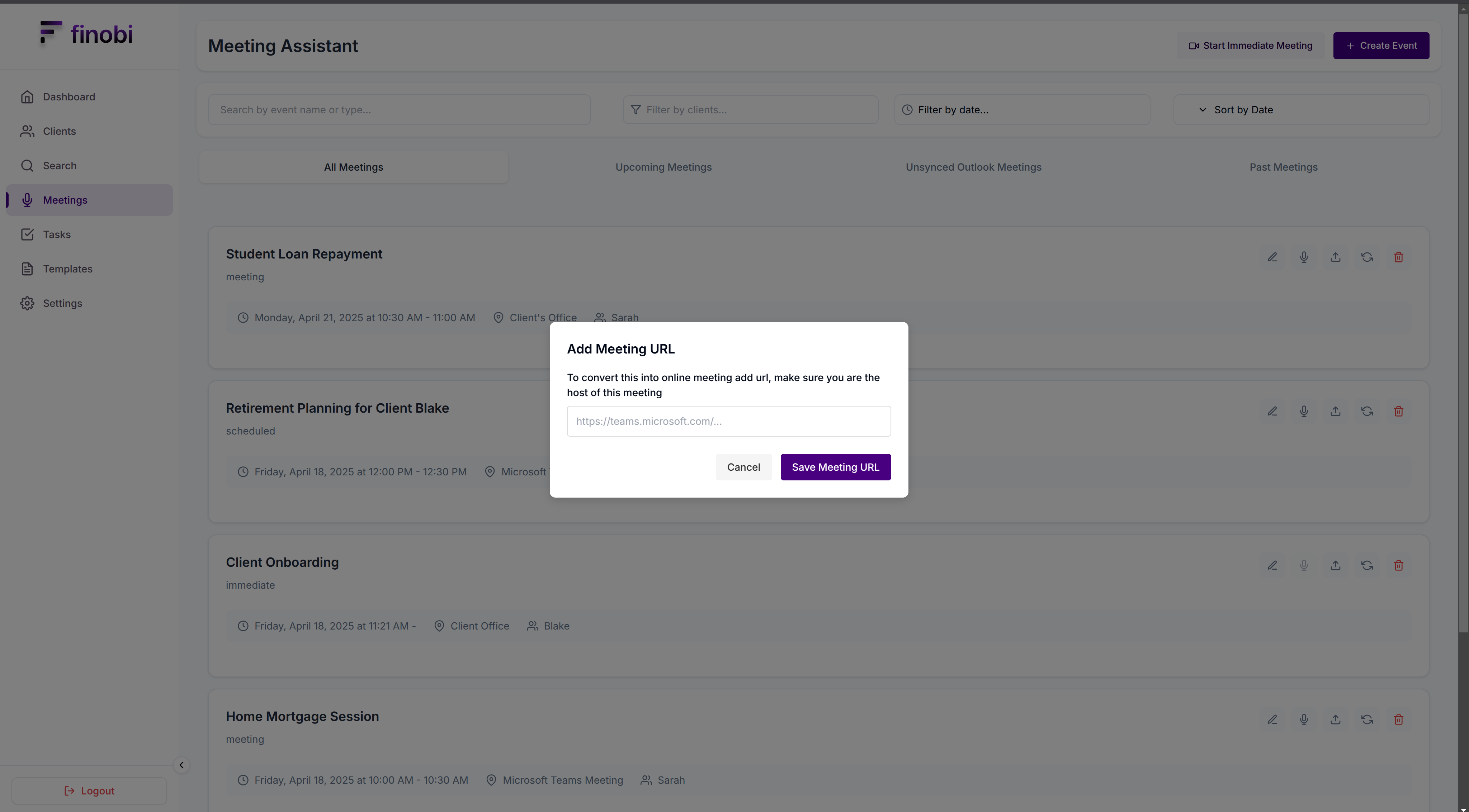 Add meeting url
