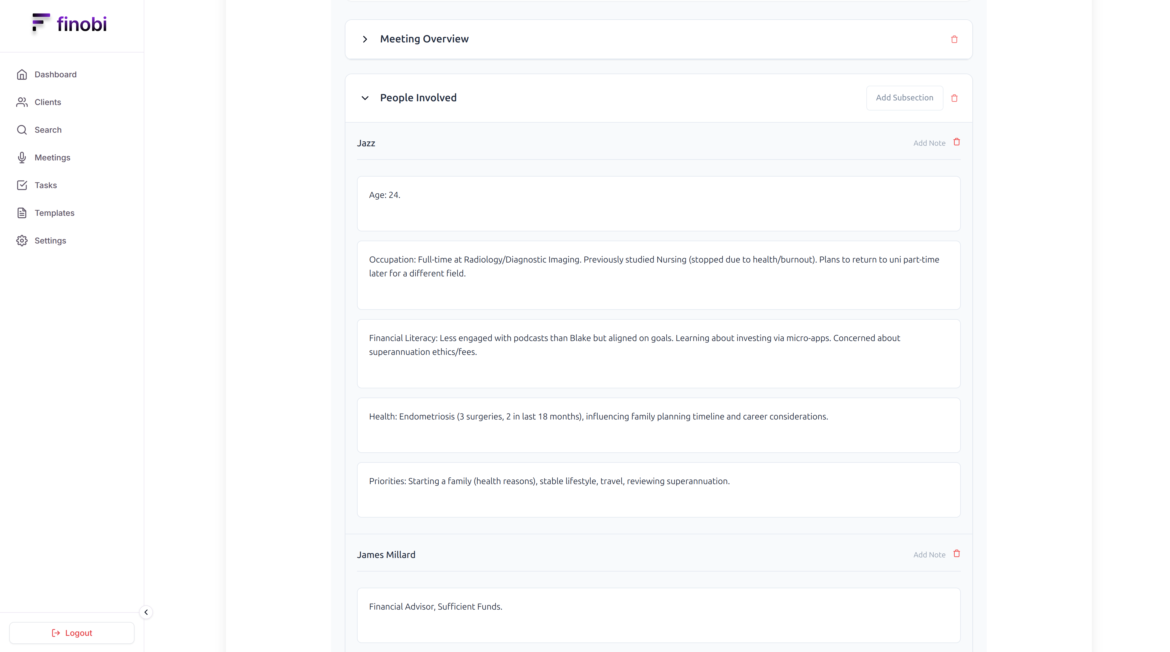 Edit factfind notes