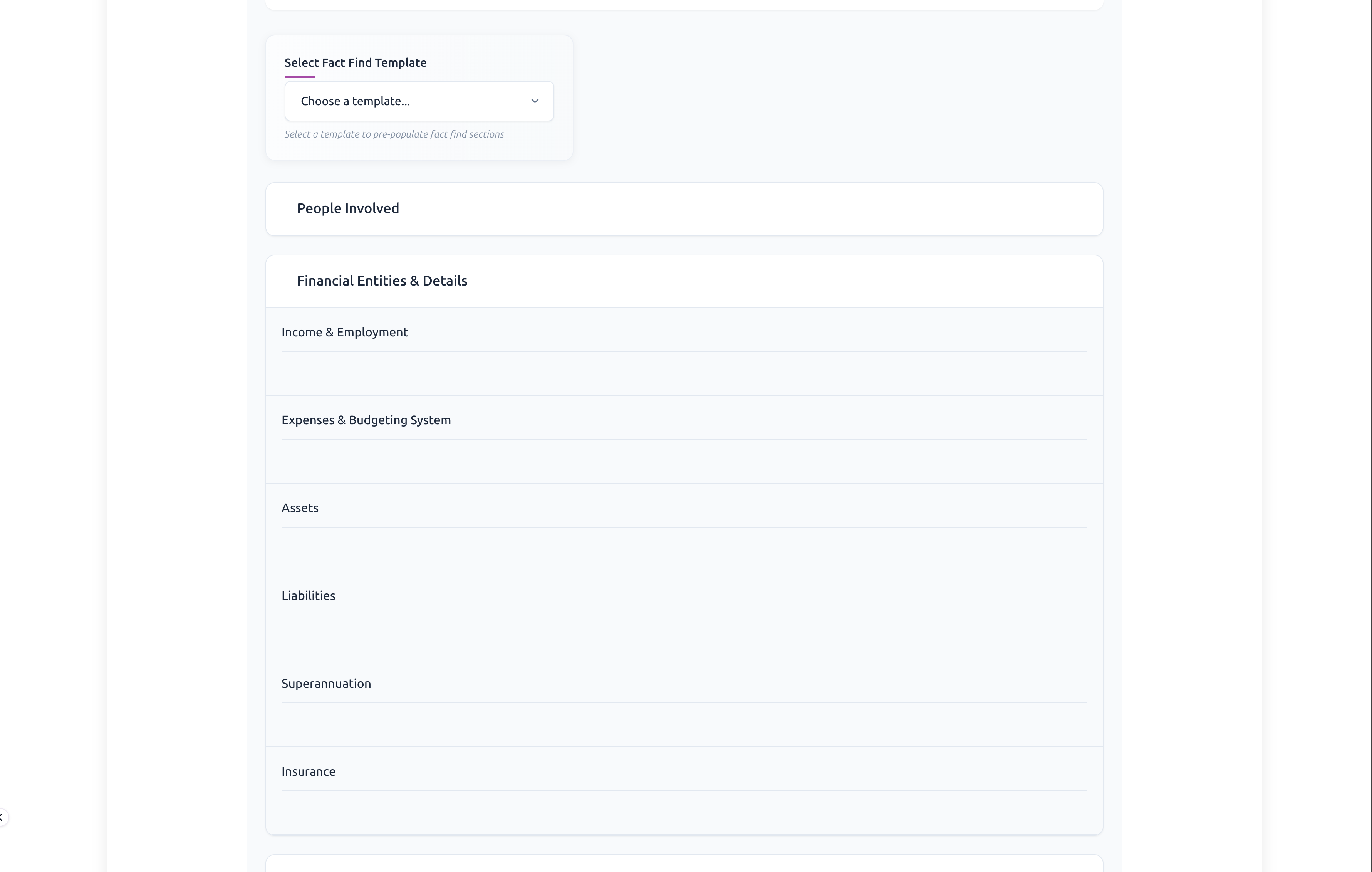 Factfind default notes