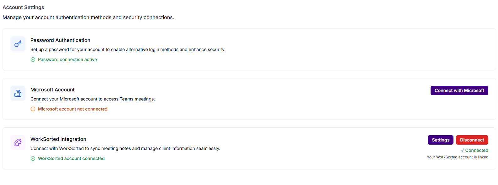WorkSorted integration successfully connected