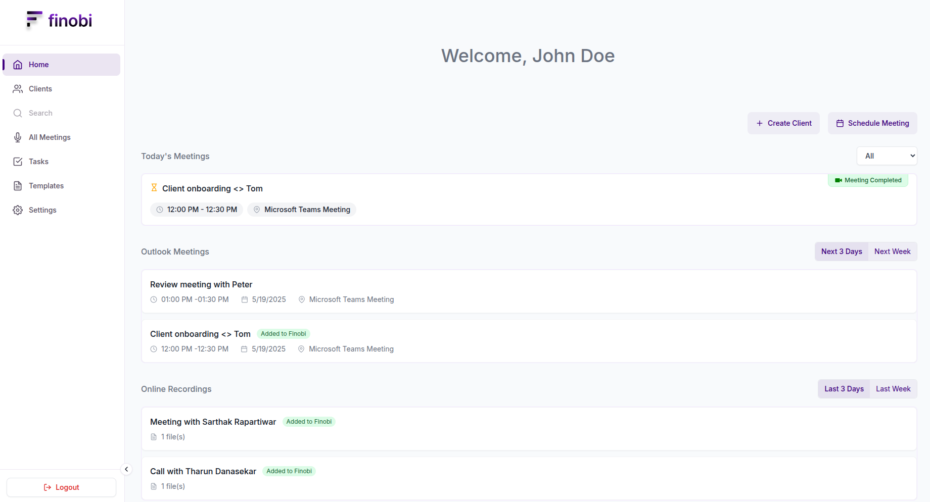Advisor Dashboard